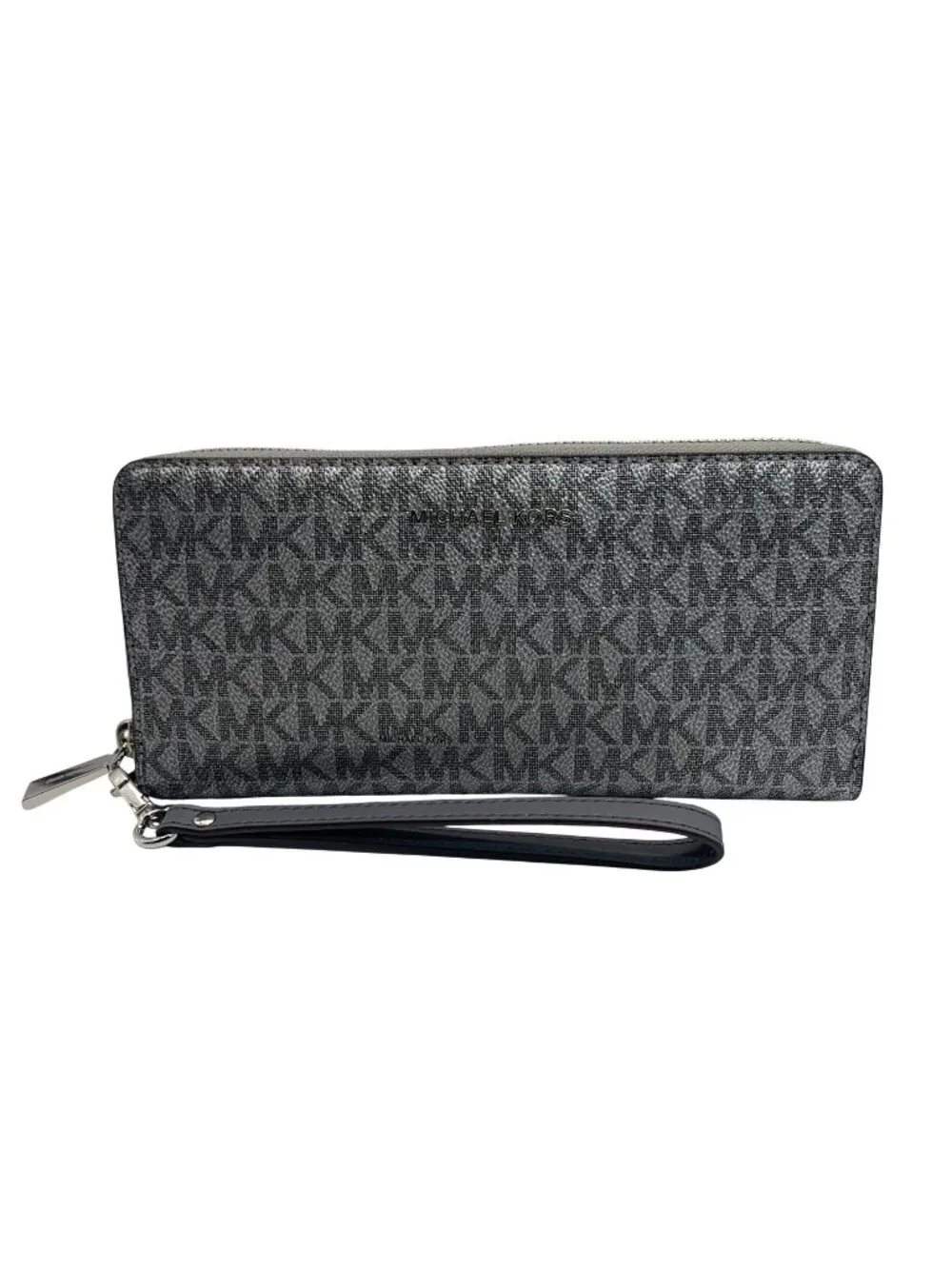 Michael Kors Dark Silver Monogram Jet Set Wristlet